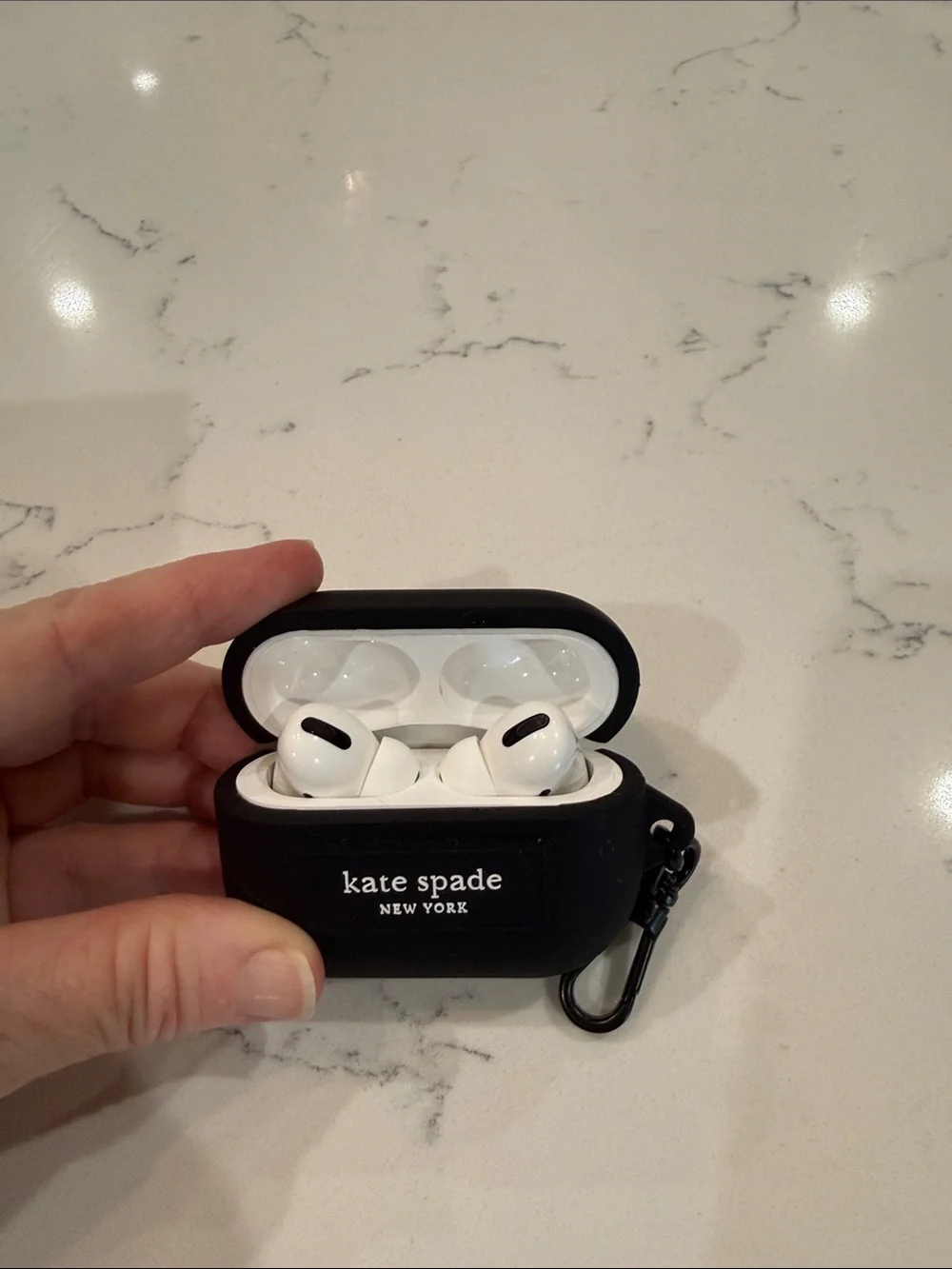 Apple AirPods Pro with MagSafe Charging Case + Kate Spade Black Silicone Case